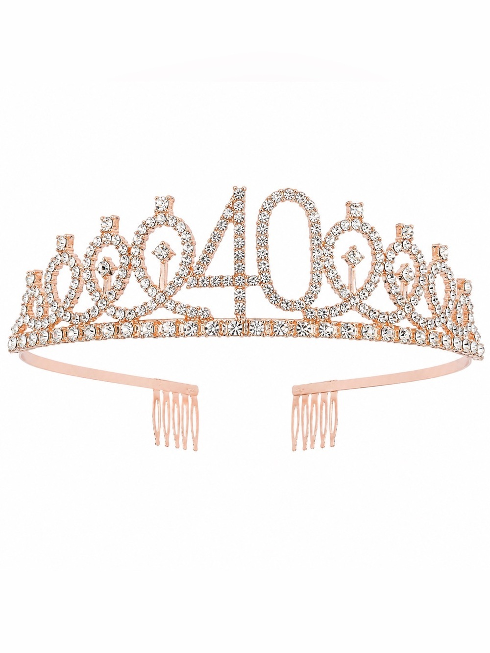 Rose Gold 40 Rhinestone Tiara Headband